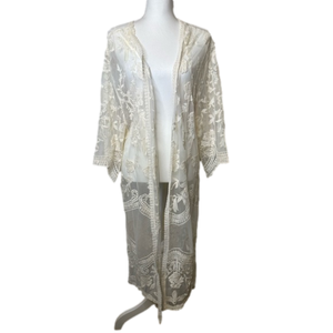 Pink Blush Mesh Lace Maternity Cover Up Cardigan | Size S/M